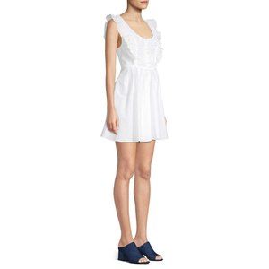 Free People Half Moon Ruffle White Mini Dress Women's Size M